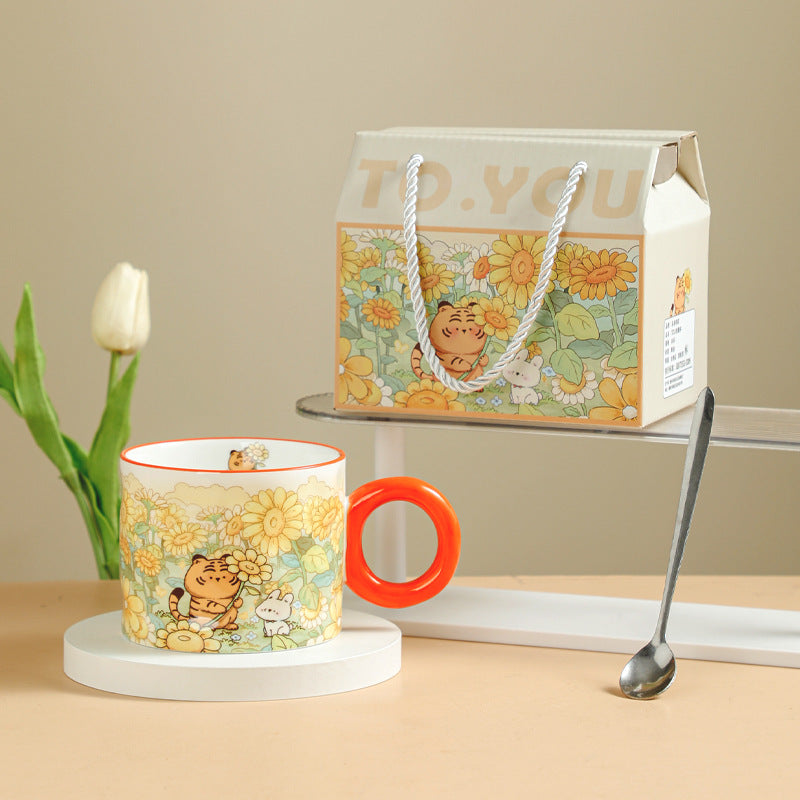 Creative Ceramic Mug – Cute Animal Coffee Cup Gift | Rabbit & Tiger Design