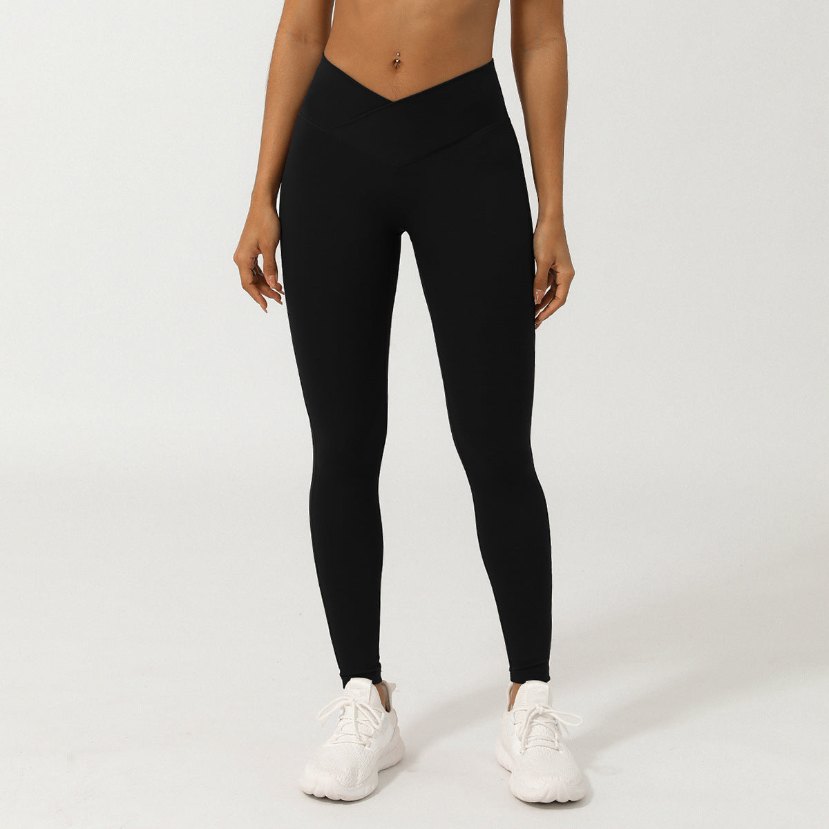 High Waist Yoga Leggings - Crossover V-Waist Butt Lift Pants | Quick Dry Nylon