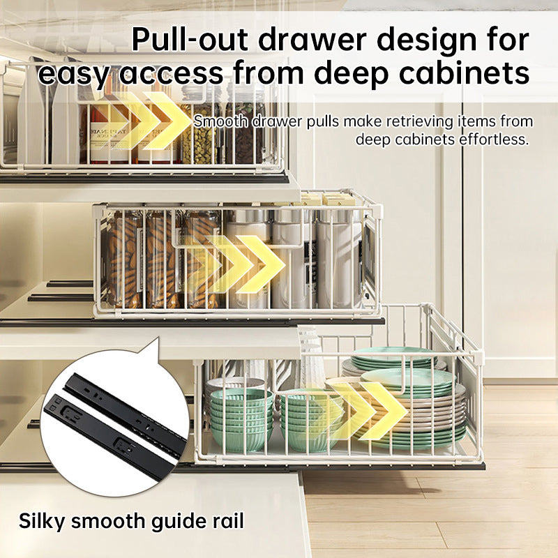 Telescopic Kitchen Drawer Organizer - Adjustable Slide-Out Storage Rack