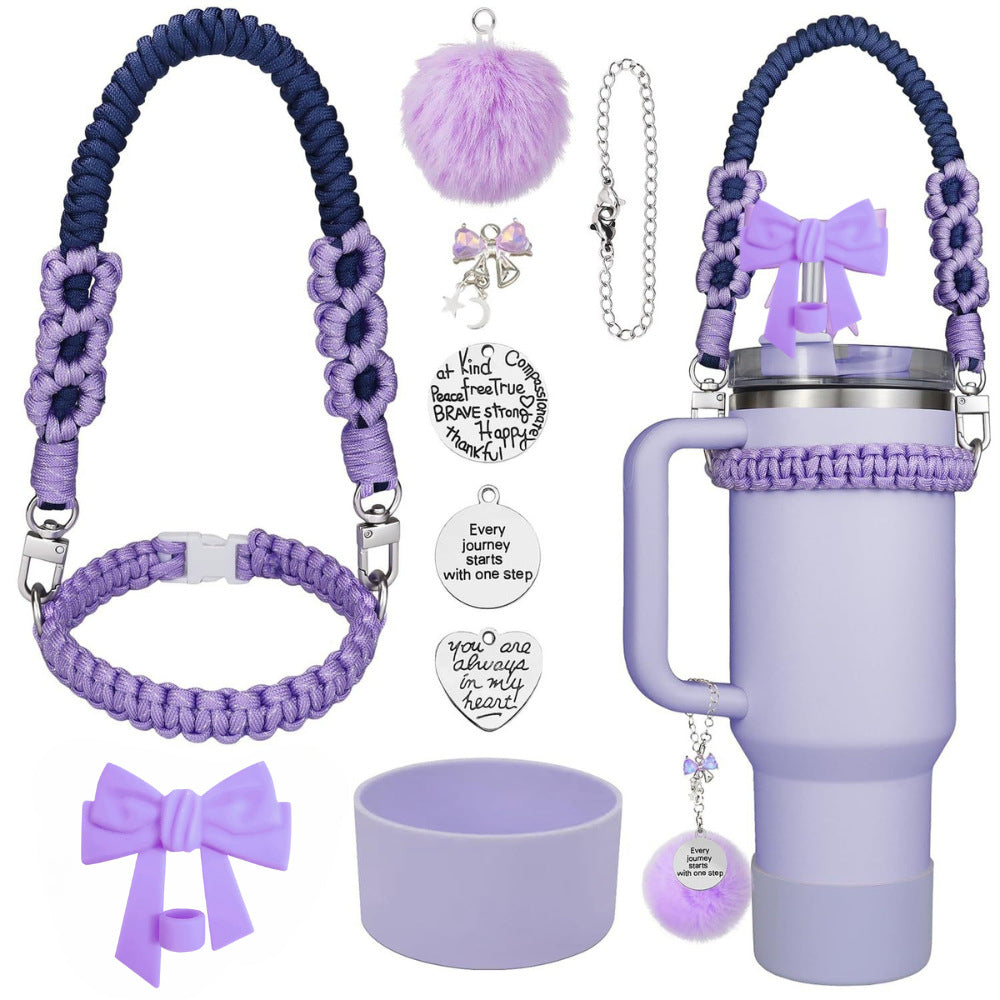 Stanley 40oz Accessories Set - Braided Handle Rope, Bow Straw Cap & Pom Pom Pendant