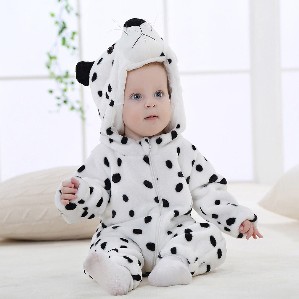 Flannel Baby Cartoon Jumpsuit – Soft Long-Sleeved Hoodie Onesie | Newborn & Infant Crawling Outfit