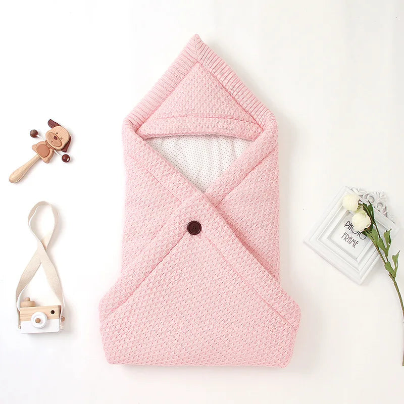 Knitted Winter Baby Sleeping Bag – Warm Newborn Cocoon Swaddle for Stroller & Crib