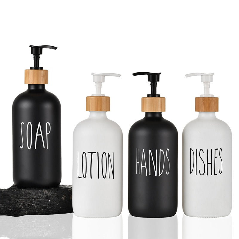 Glass Soap Dispenser 500ml - Boston Bottle with Wooden Cap | Hand Soap Pump