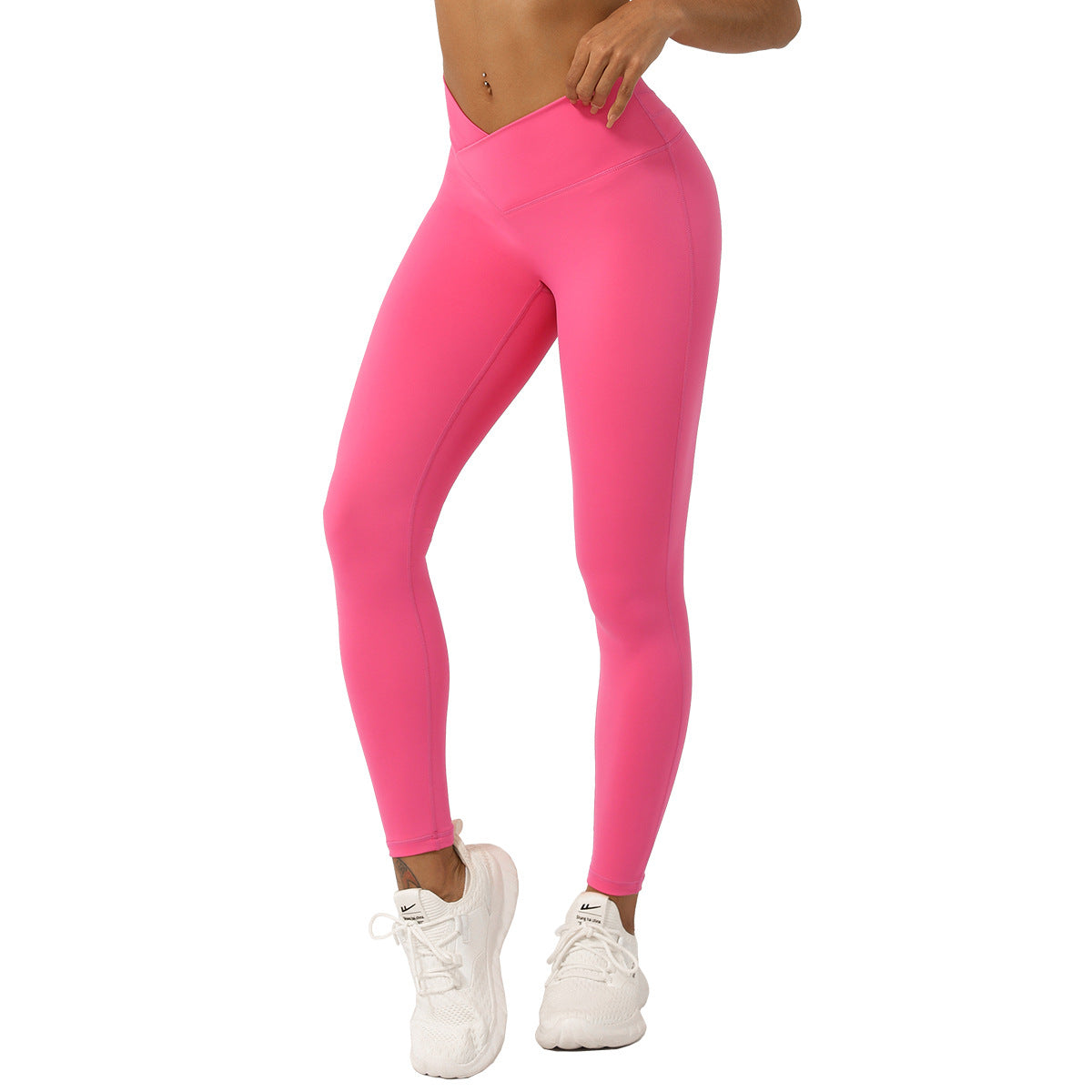 High Waist Yoga Leggings - Crossover V-Waist Butt Lift Pants | Quick Dry Nylon