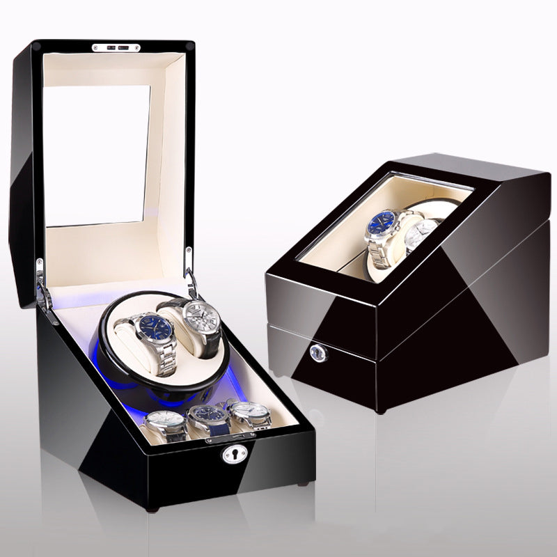 Luxury Automatic Watch Winder Box – Silent Motor, LED Light & Storage | Single Watch Display Case