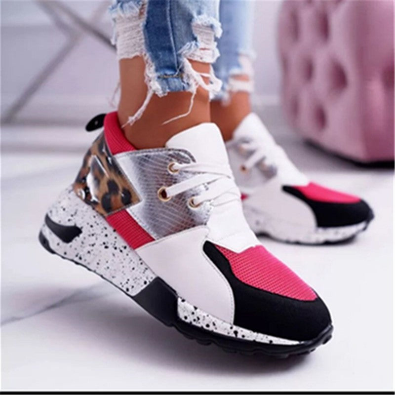 Women’s Platform Mixed‑Color Sneakers – Lightweight Casual Running Shoes | Plus Size 35–42