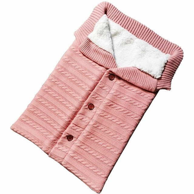 Knitted Baby Winter Sleeping Bag – Warm Wool Footmuff for Stroller | Newborn Swaddle Sleepsack