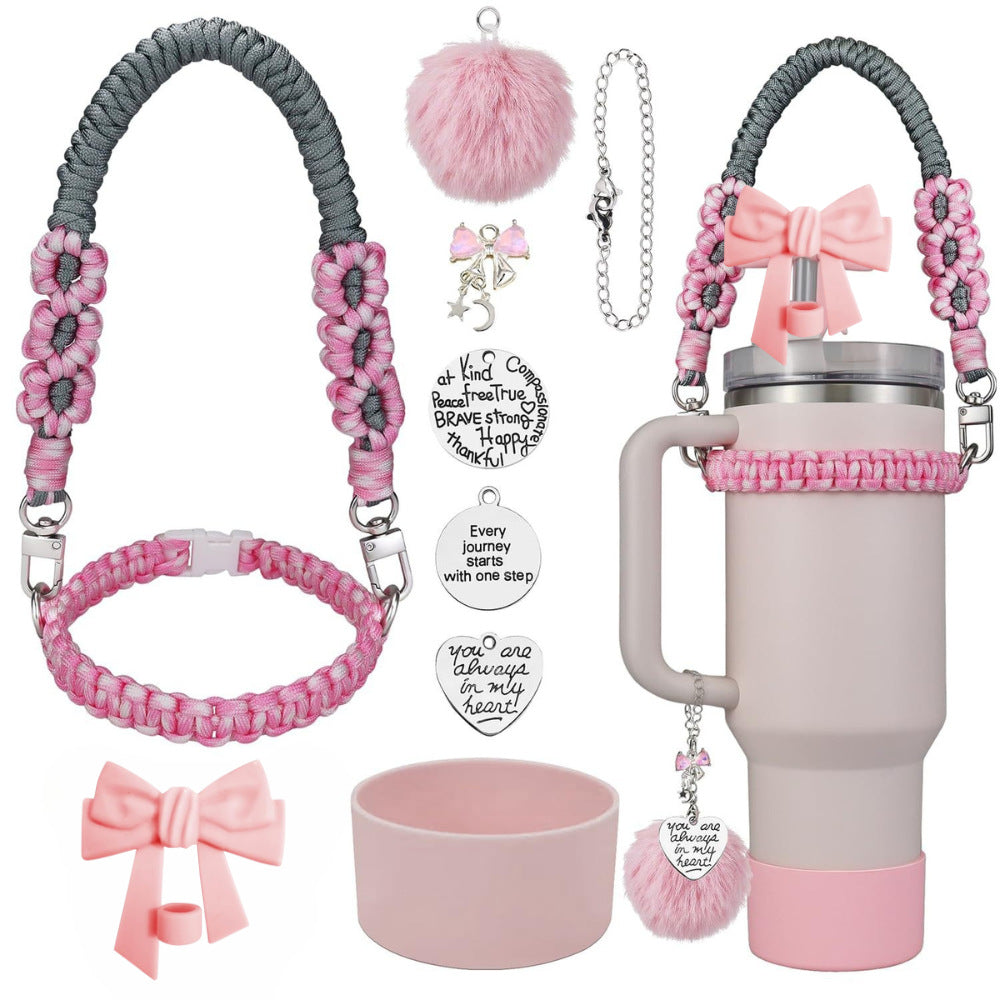 Stanley 40oz Accessories Set - Braided Handle Rope, Bow Straw Cap & Pom Pom Pendant