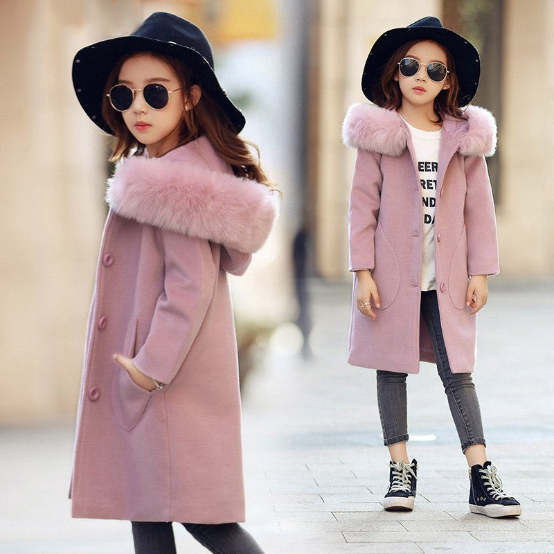Chaqueta Cortavientos de Manga Larga Cálida con Capucha para Niñas