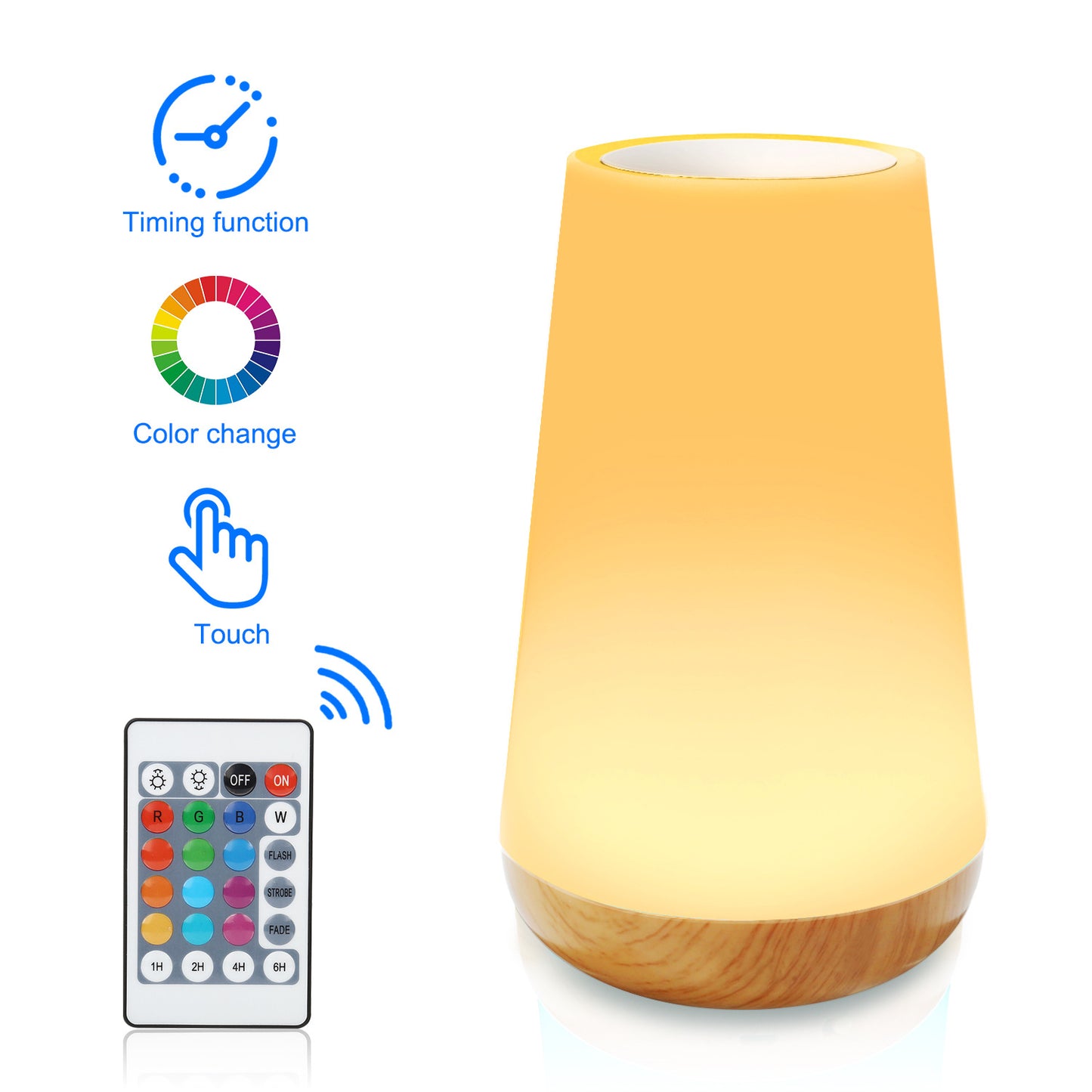 Wood Grain Touch Night Light with Remote Control - Rainbow Atmosphere Lamp for Bedroom