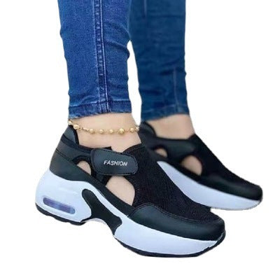 Women's Wedge Sneakers - Breathable Velcro Platform Shoes | Comfortable Casual