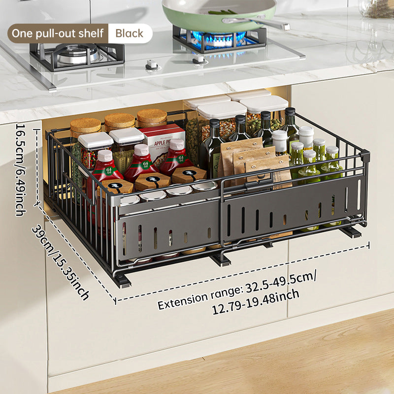 Telescopic Kitchen Drawer Organizer - Adjustable Slide-Out Storage Rack