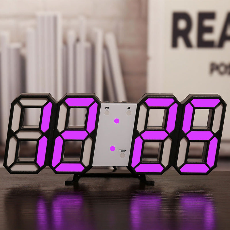 3D LED Digital Alarm Clock - Colorful Display 12/24 Hour Format for Bedroom & Office
