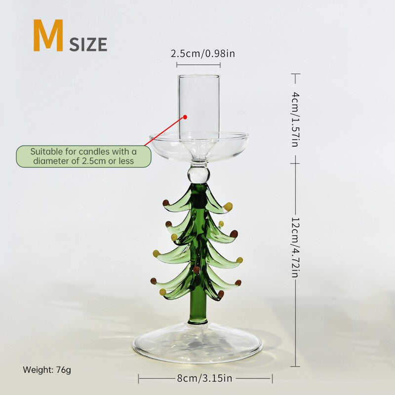 Nordic Glass Candle Holder - Christmas Tree Borosilicate Tabletop Decor