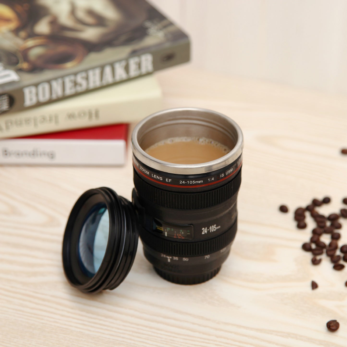 Camera Lens Coffee Mug - Stainless Steel Photographer Gift Cup | DSLR Lens Design