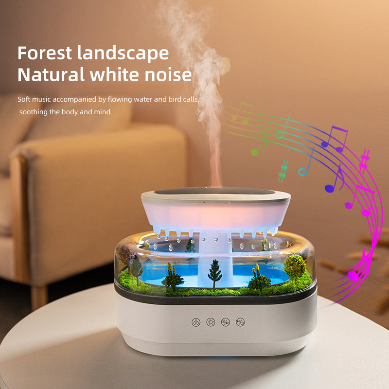 Raindrop Cool Mist Humidifier – Smart Aroma Diffuser with Lights & White Noise | Home Air Purifier