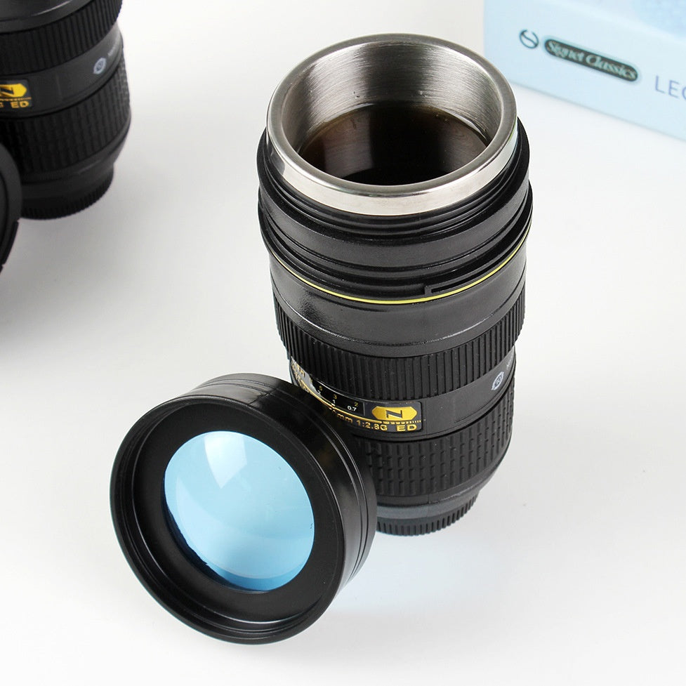 Camera Lens Coffee Mug - Stainless Steel Photographer Gift Cup | DSLR Lens Design