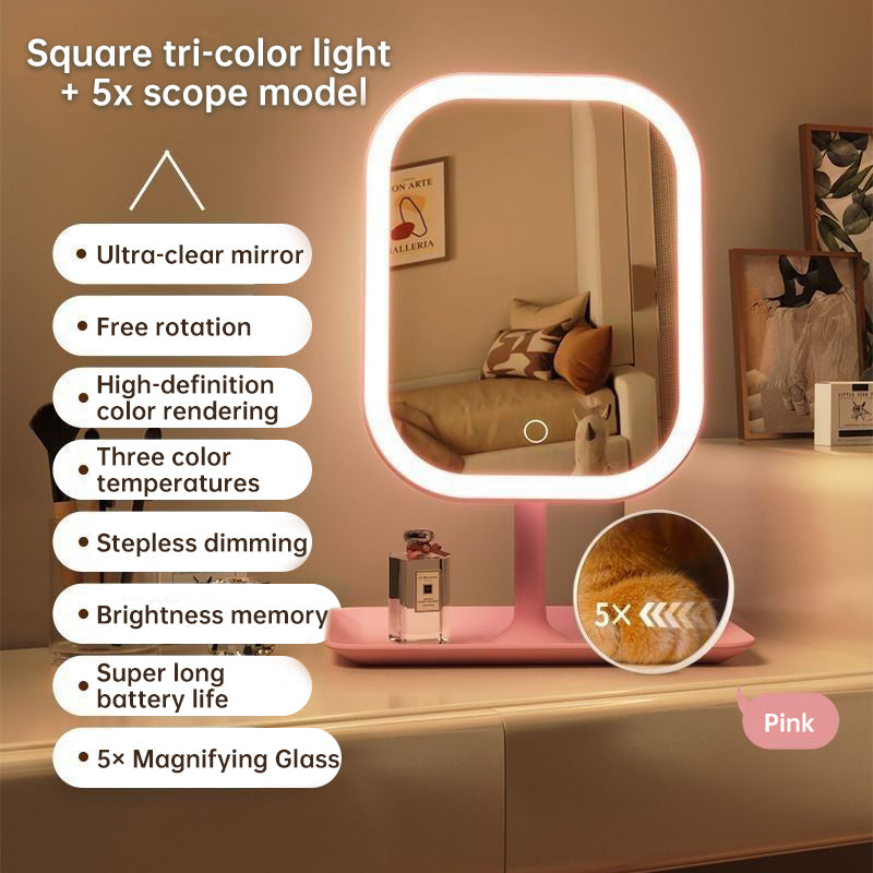 Large Square LED Makeup Mirror with Adjustable Lighting - Rotating Vanity Mirror 1-2PCS