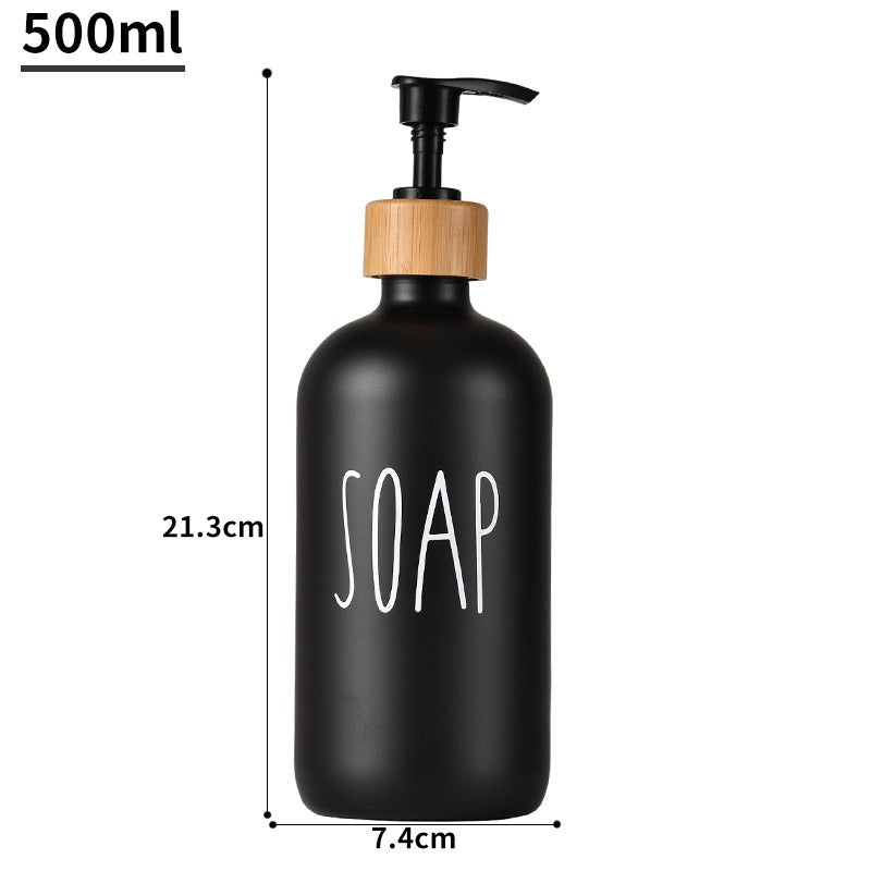 Glass Soap Dispenser 500ml - Boston Bottle with Wooden Cap | Hand Soap Pump
