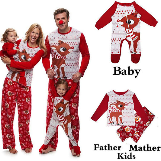 Pijamas Navideñas Familiares a Juego - Patrón de Venado - Conjunto para Hombres, Mujeres, Niños y Bebés Family Clothes Set
