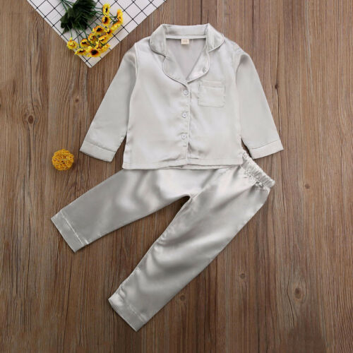 Kids Satin Long‑Sleeve Pajama Set – Soft, Lightweight & Cozy Sleepwear (Ages 1–7)
