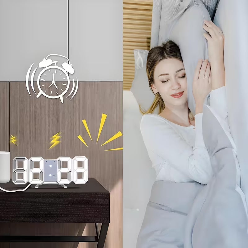 3D LED Digital Alarm Clock - Colorful Display 12/24 Hour Format for Bedroom & Office