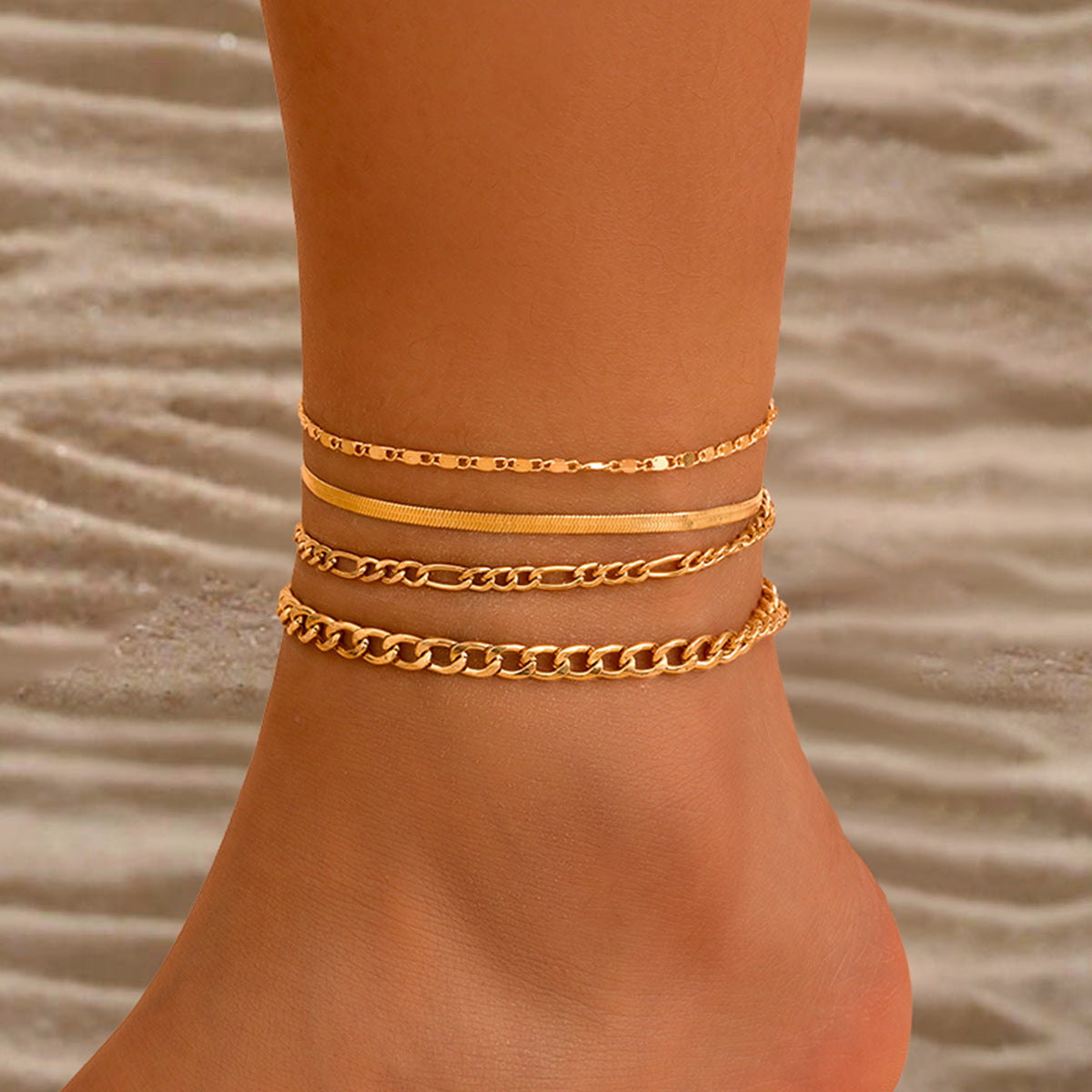 Love Beaded Ankle Chain Set - Hip Hop Punk Snake Bone Foot Jewelry