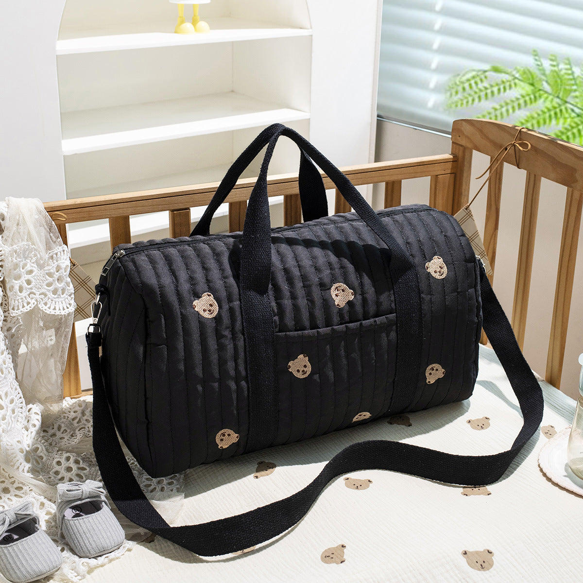 Embroidered Travel Bag Large Capacity Luggage Bag Lightweight Carry-on Handheld Shoulder Bag Boston Bag
