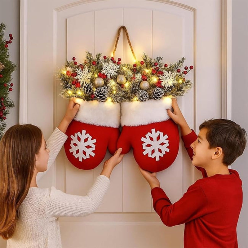 Creative Glove-Shaped Christmas Garland - Festive Door & Window Decoration for Holiday Parties