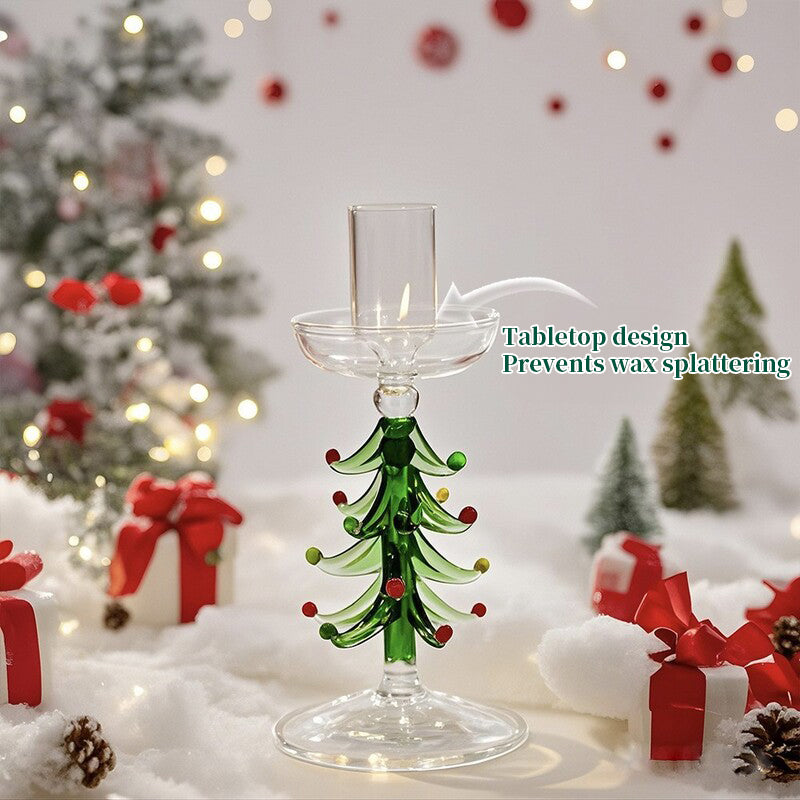 Nordic Glass Candle Holder - Christmas Tree Borosilicate Tabletop Decor