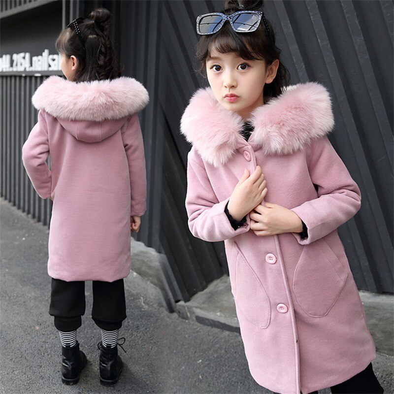Chaqueta Cortavientos de Manga Larga Cálida con Capucha para Niñas