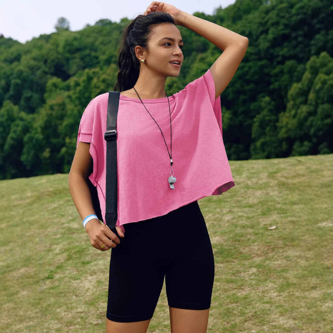 Women's Breathable Yoga T-Shirt - Loose Fit Sports Top with Beautiful Back