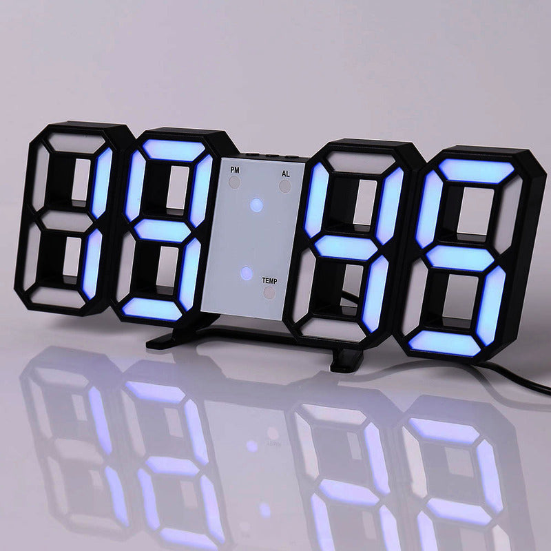 3D LED Digital Alarm Clock - Colorful Display 12/24 Hour Format for Bedroom & Office