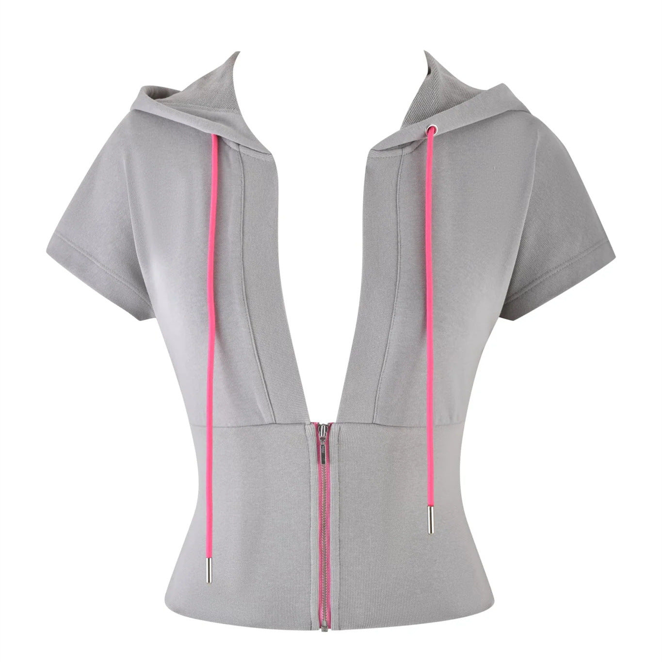 Half Zip Hooded Sports Top - Women's V-Neck Athletic Shirt | Slim Fit Activewear