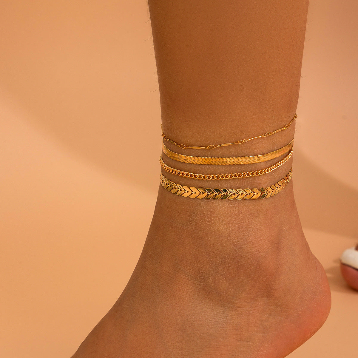 Love Beaded Ankle Chain Set - Hip Hop Punk Snake Bone Foot Jewelry