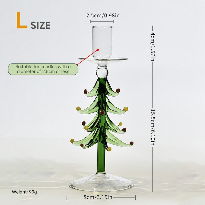 Nordic Glass Candle Holder - Christmas Tree Borosilicate Tabletop Decor