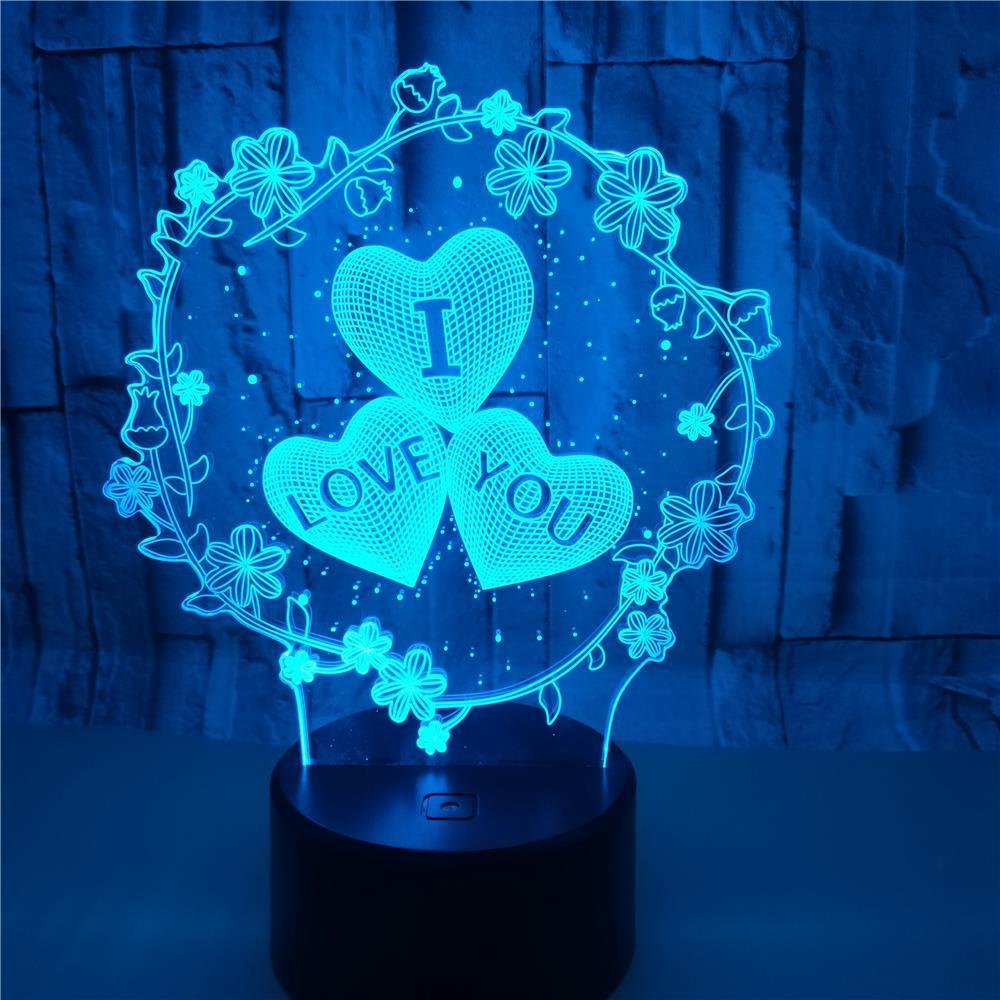 3D LED Love Lamp - I LOVE YOU Pattern Touch Control for Valentine's Day & Wedding Gift