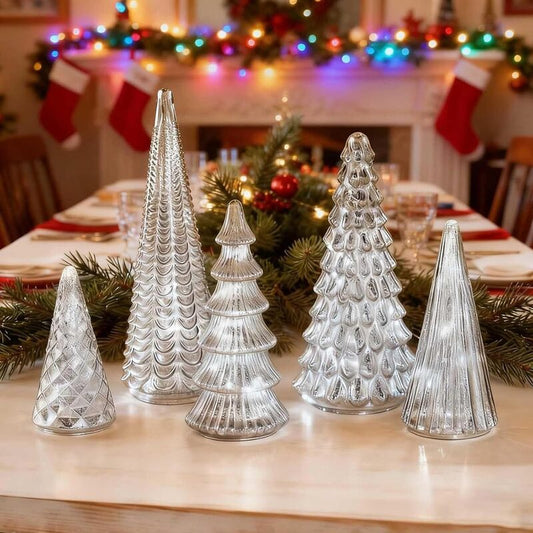 3D Printed Light-Up Trees - 5-Piece LED Tabletop Decor Set