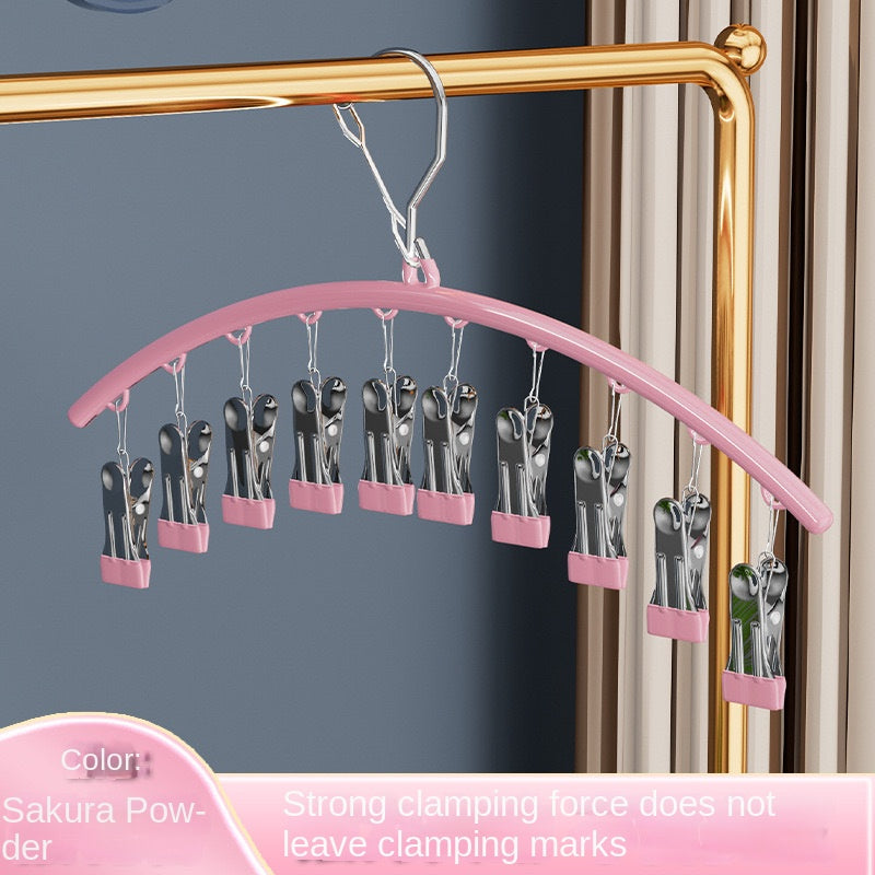 Space‑Saving Clothes Hanger with Multiple Clips – Retractable Circular Drying Rack for Home & Travel