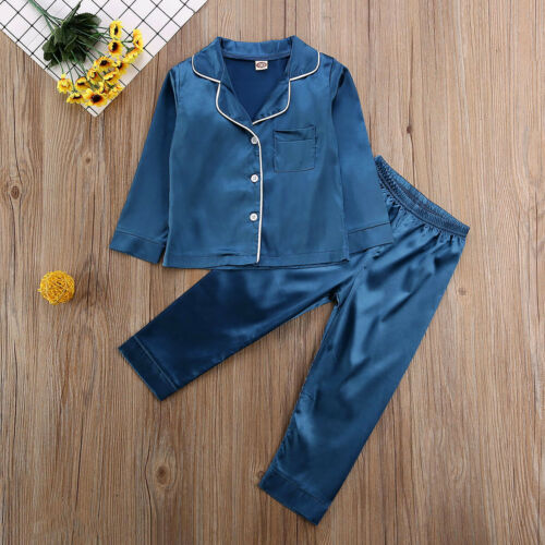 Kids Satin Long‑Sleeve Pajama Set – Soft, Lightweight & Cozy Sleepwear (Ages 1–7)