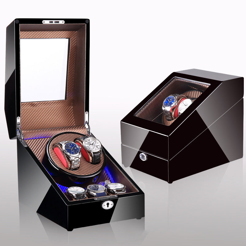 Luxury Automatic Watch Winder Box – Silent Motor, LED Light & Storage | Single Watch Display Case