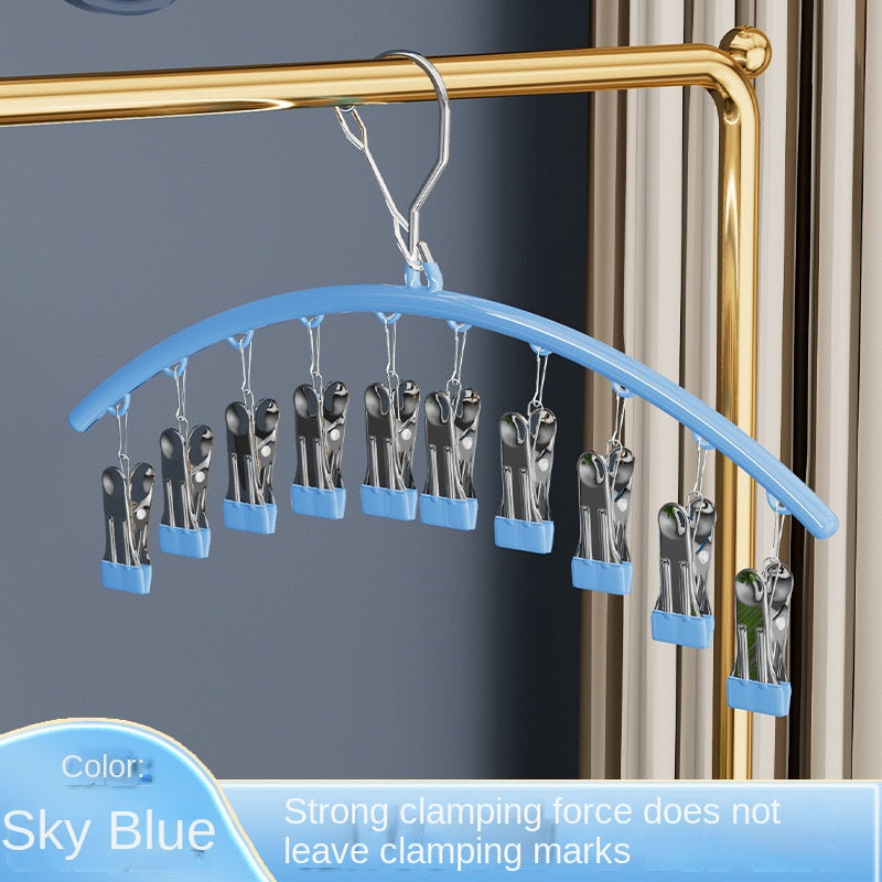 Space‑Saving Clothes Hanger with Multiple Clips – Retractable Circular Drying Rack for Home & Travel