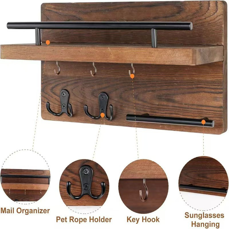 Wooden Wall‑Mounted Storage Shelf – Key, Mail & Entryway Organizer