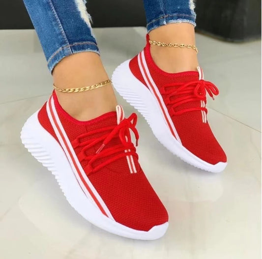 Women's Stripe Sneakers - Casual Sports Shoes | Lightweight Athletic Footwear