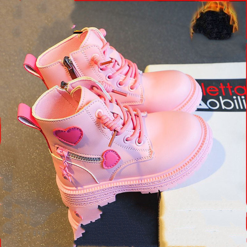 Girls Winter Boots - British Style Short Boots with Cotton Lining | Kids Warm Shoes