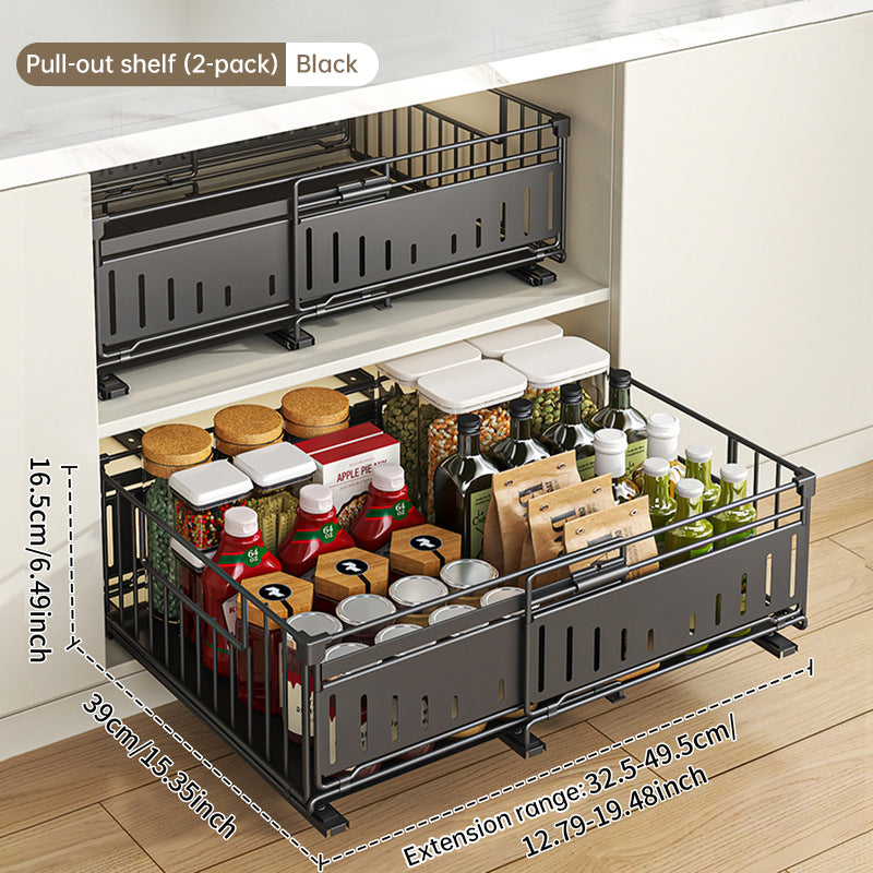 Telescopic Kitchen Drawer Organizer - Adjustable Slide-Out Storage Rack