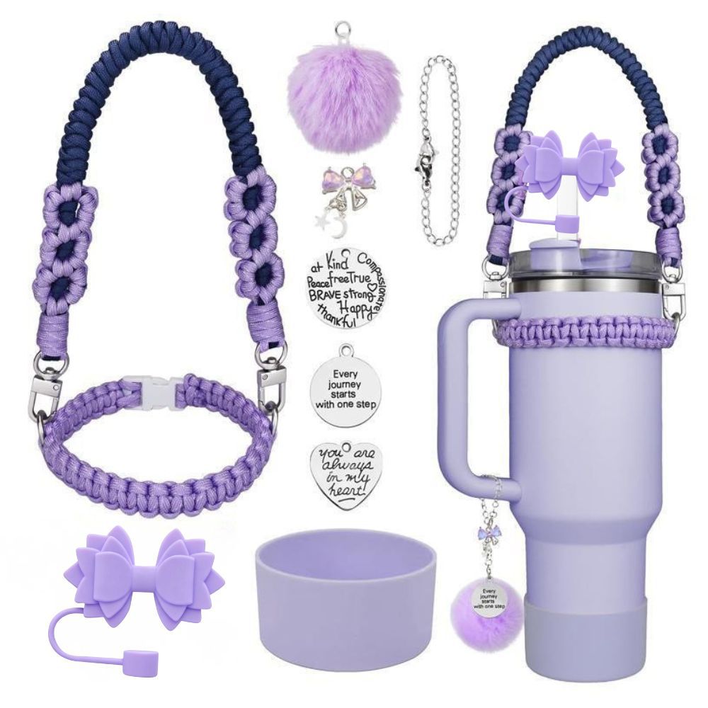 Stanley 40oz Accessories Set - Braided Handle Rope, Bow Straw Cap & Pom Pom Pendant