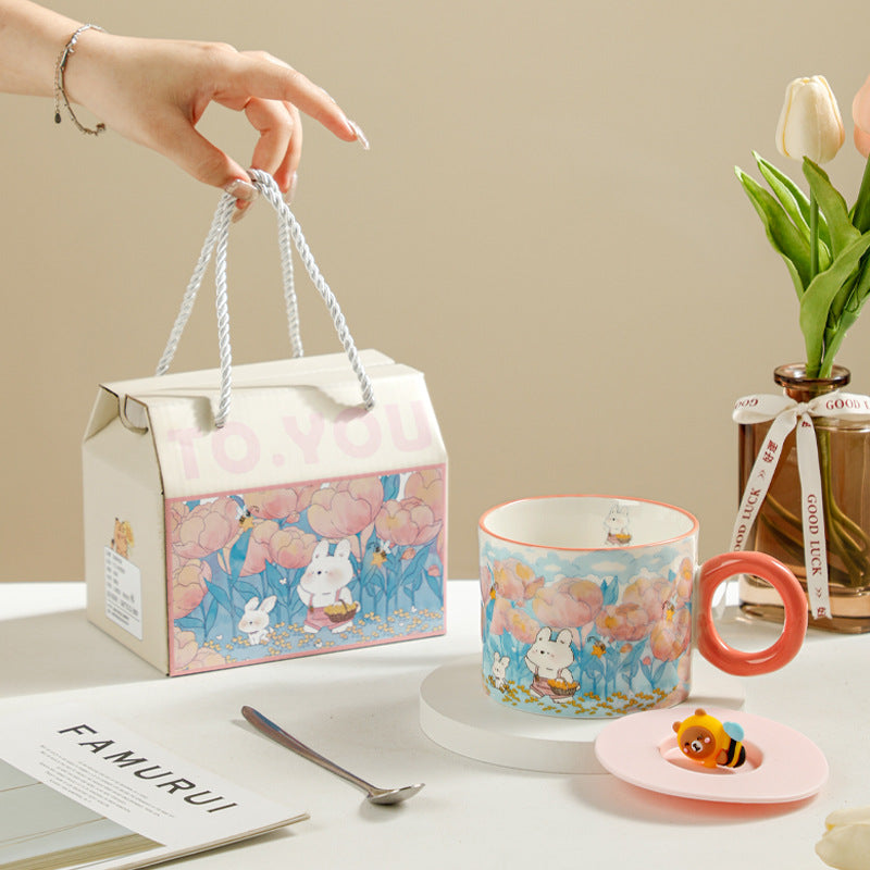 Creative Ceramic Mug – Cute Animal Coffee Cup Gift | Rabbit & Tiger Design