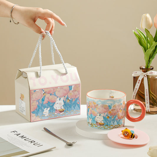 Creative Ceramic Mug – Cute Animal Coffee Cup Gift | Rabbit & Tiger Design