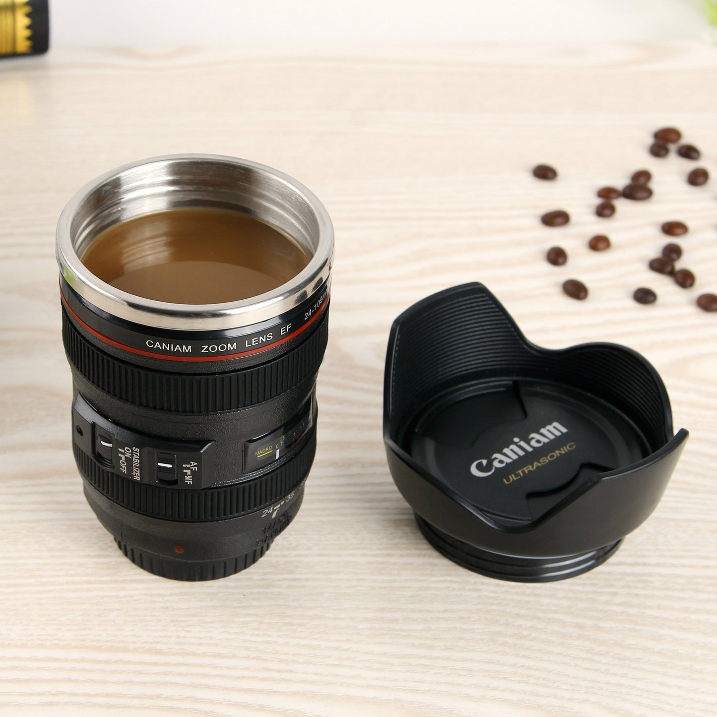 Camera Lens Coffee Mug - Stainless Steel Photographer Gift Cup | DSLR Lens Design
